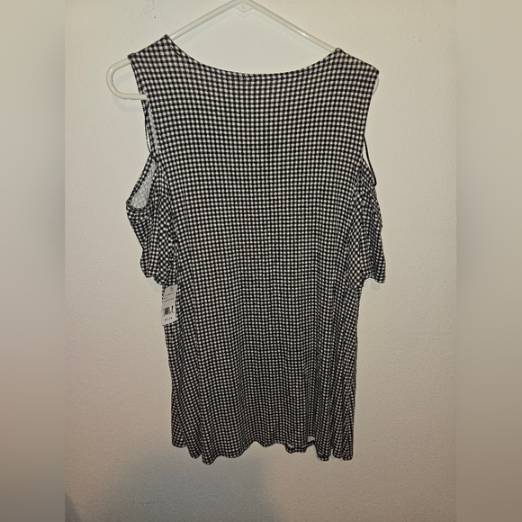 ELLE Black & White Checker Blouse Size XL - Picture 5 of 8